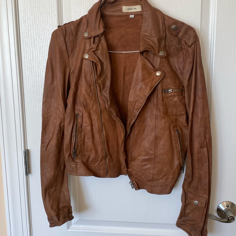 Genuine leather jacket Carmel brown. Size L